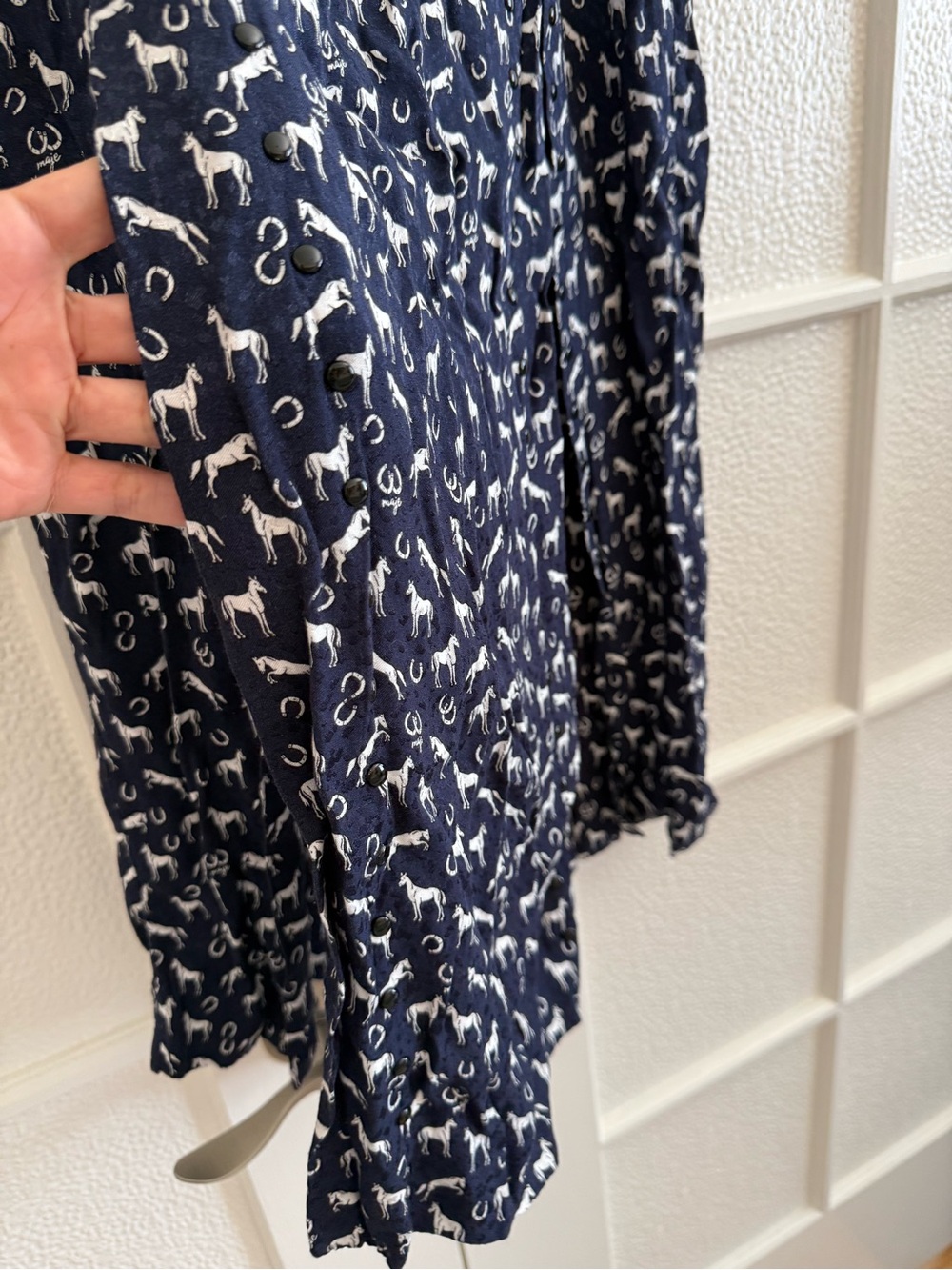 Maje Navy Blue Horse Print Midi/Maxi Skirt - Picture 6 of 9